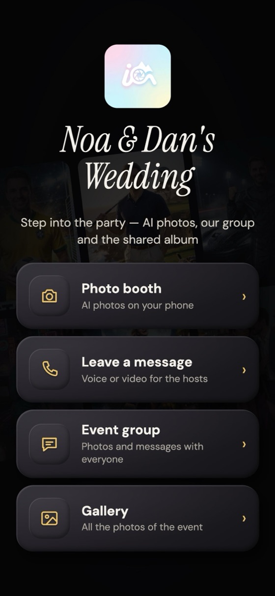 After scanning the QR: the guest picks what to do.