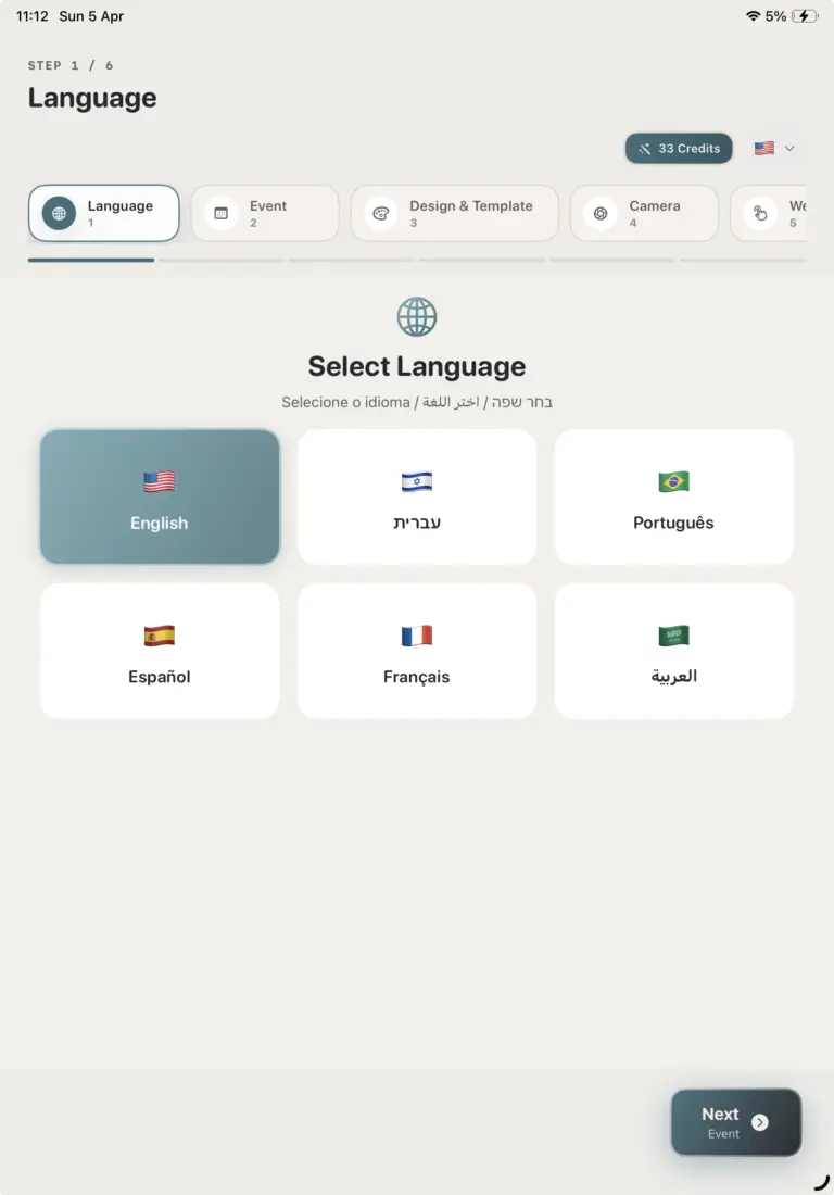Interface do Photoboo no iPad