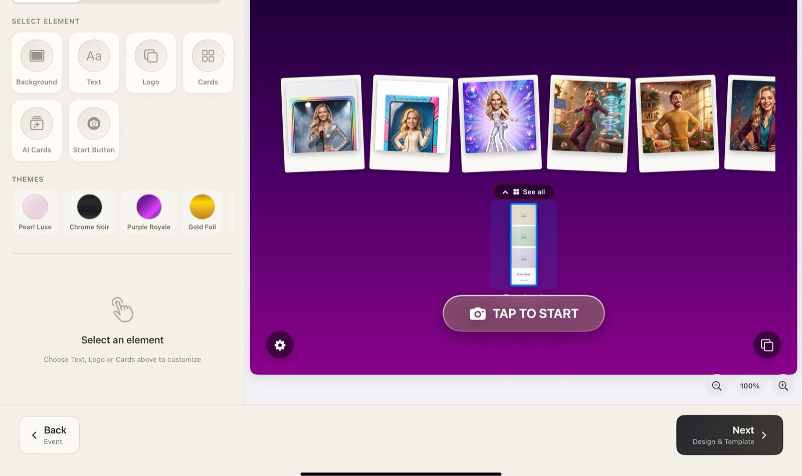 Photoboo welcome screen editor on iPad — 53-second screen recording
